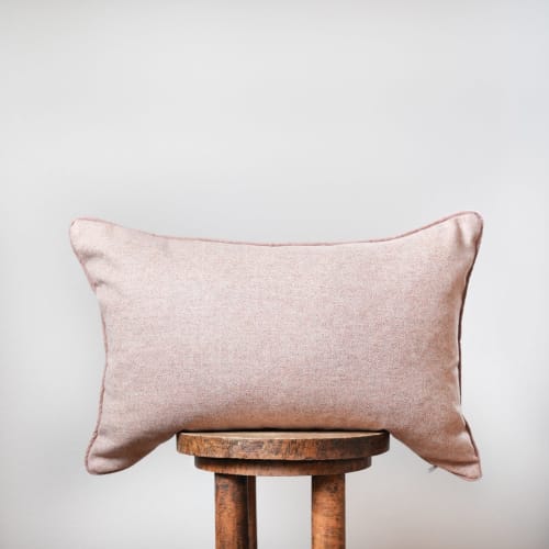 Coral & Cream Diamond Wool with Welt Lumbar Pillow 16x24 | Pillows by Vantage Design