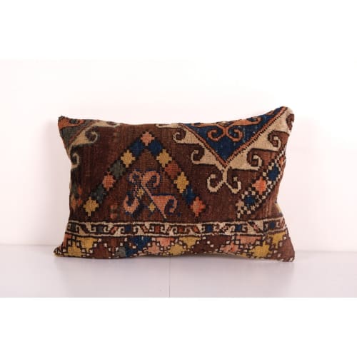 Muted Turkish Oushak Rug Pillow Copper Cover, Faded Kurdish | Pillows by Vintage Pillows Store