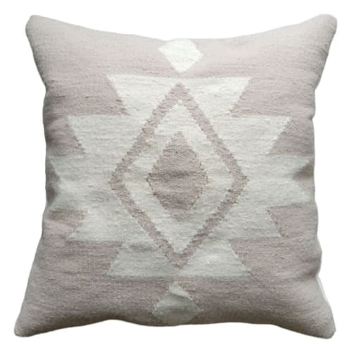 Beige Bella Handwoven Wool Decorative Throw Pillow Cover | Pillows by Mumo Toronto
