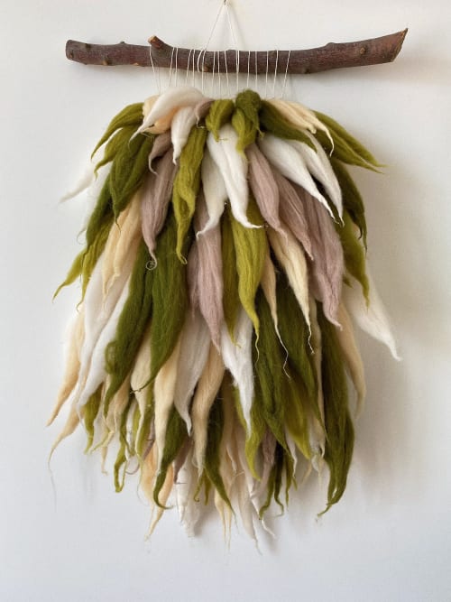 Green hand woven wall hanging tapestry | Wall Hangings by Awesome Knots
