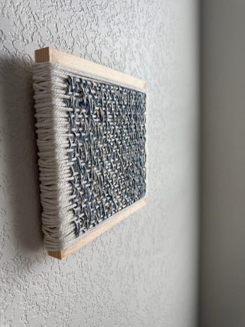 Woven Tile- Blue and White | Wall Sculpture in Wall Hangings by Mpwovenn Fiber Art by Mindy Pantuso
