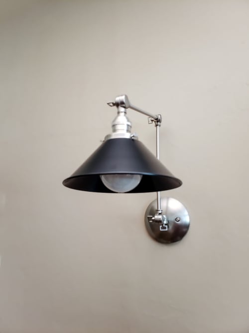 Swinging Adjustable Wall Light - Industrial Brushed Nickel | Sconces by Retro Steam Works
