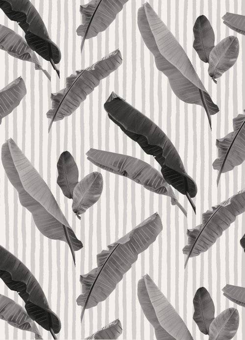 Black & White Banana Cabana Traditional Prepasted Wallpaper | Wallpaper by Samantha Santana Wallpaper & Home
