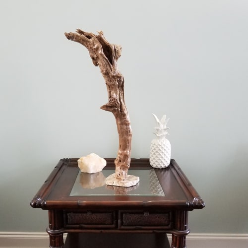 Driftwood Sculpture "Beacon" with Marble Base | Sculptures by Sculptured By Nature  By John Walker