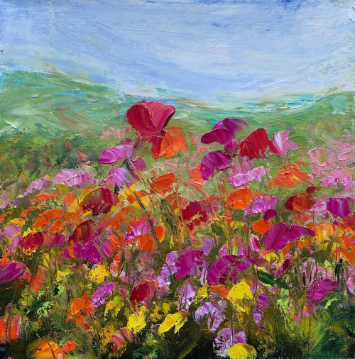 Red Poppy | Oil And Acrylic Painting in Paintings by Checa Art