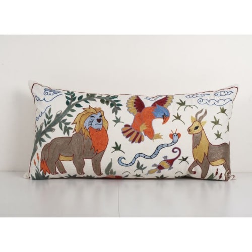 Suzani Handmade Pillowcase with Deer, Lion, Bird and Snake M | Pillows by Vintage Pillows Store