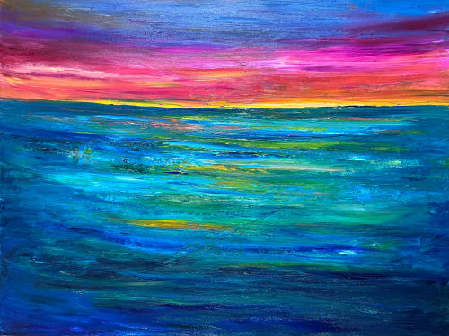 Sunset Love | Oil And Acrylic Painting in Paintings by Checa Art