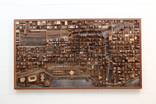 Chicago Cityscape 54"x30" wood wall sculpture