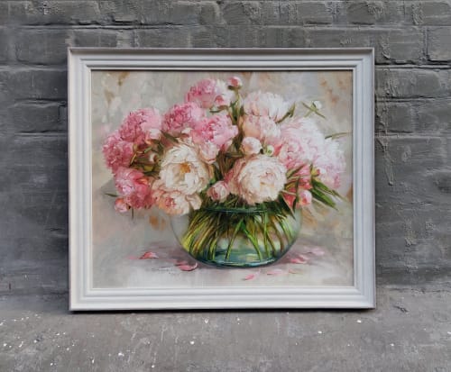 Peony oil painting original canvas, Large painting flowers | Paintings by Natart