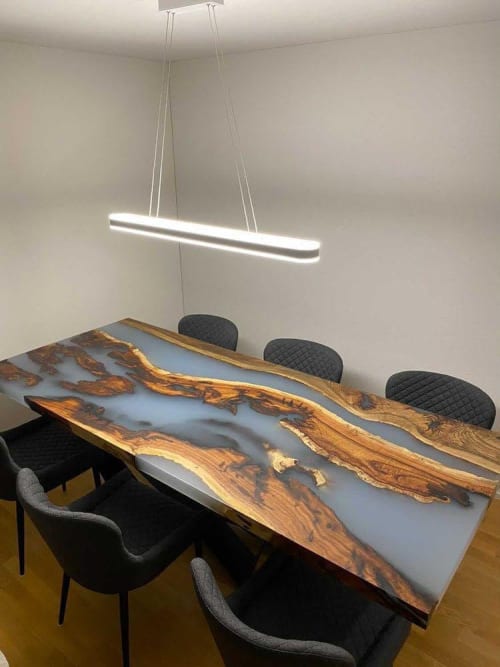 Handmade Epoxy Resin Dining Table - Smoke Epoxy | Tables by Tinella Wood