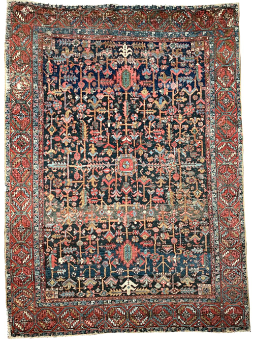 AMAZING Antique Rug BLOOMING MIDNIGHT JUNGLE Antique Rug | Rugs by The Loom House