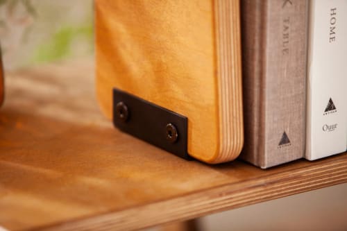 Wooden bookends, unique handmade book holders | Tableware by Plywood Project
