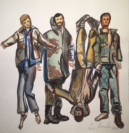 4 Dressed Guys | Watercolor Painting in Paintings by Eric Farache Artist