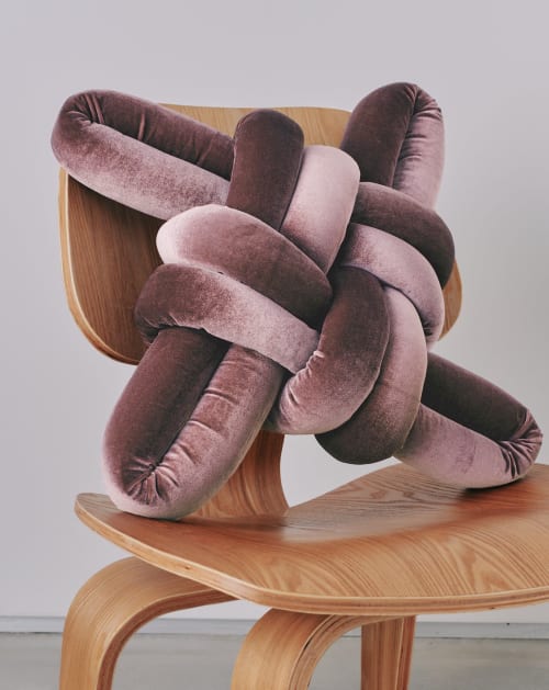 Plum Velvet Knot Pillow | Pillows by Knots Studio