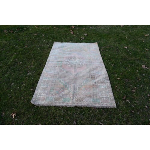 Vintage Faded Turkish Oushak Carpet Rug 3'6" X 6'3" | Rugs by Vintage Pillows Store