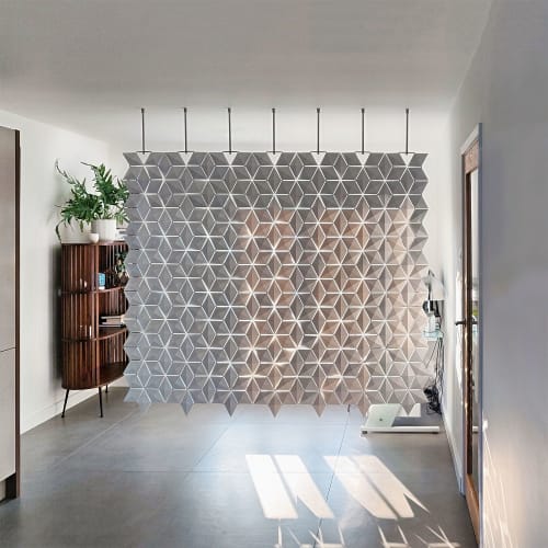 Facet hanging room divider 238 x 187cm in White | Art & Wall Decor by Bloomming, Bas van Leeuwen & Mireille Meijs