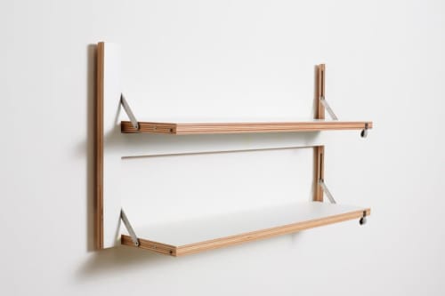 Folding Wall Shelf | Fläpps Shelf 80x40-2 | Wide Bookshelf, Plant Shelf, Birch Plywood, White | Shelving in Storage by AMBIVALENZ