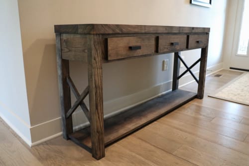 Stained Farmhouse Modern Style Ash Console Entry Table | Tables by Hazel Oak Farms