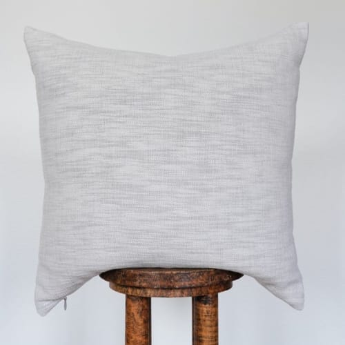 Grey Linen with Woven Striations Pillow 24x24 | Pillows by Vantage Design