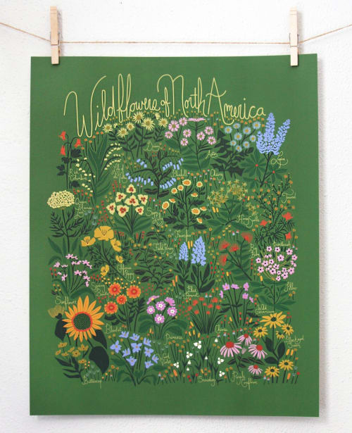 Wildflowers of North America Poster Green | Art & Wall Decor by Leah Duncan