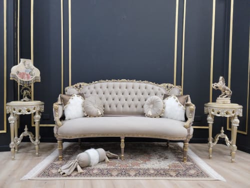 French Style Settee/ Aged with Gold Leaf accent Finish/ Hand | Chaise Lounge in Couches & Sofas by Art De Vie Furniture