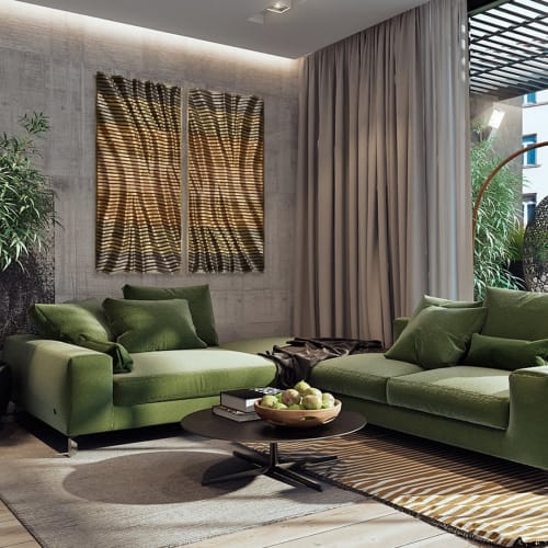 "QUARRY" Set of 2 Parametric Wood Wall Art Decor/100% Wood | Wall Sculpture in Wall Hangings by ArtMillWork Design