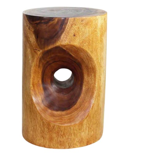 Haussmann® Wood Peephole Table Stool 13 in D x 20 in | Chairs by Haussmann®