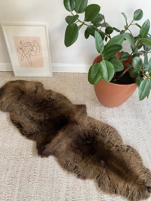 Vibrant Brown Double Sheepskin | Small Rug in Rugs by East Perry