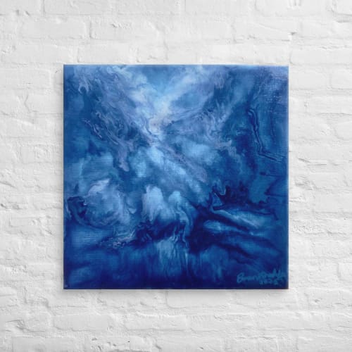 Canvas Print - Thunder - Fluid Abstract Blue Storm Art | Work by Eman's Gallery