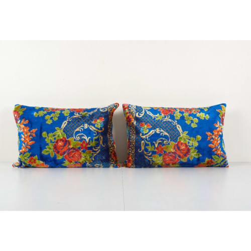 Blue Velvet Vintage Pillow Cover, Set of Two Boho Tribal | Linens & Bedding by Vintage Pillows Store
