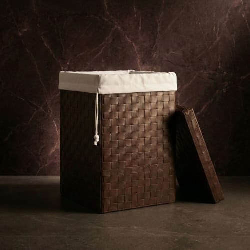 Vivaldi Woven Leather Laundry Hamper | Storage by Rikan