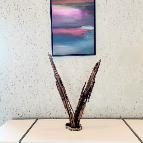 Rustic Driftwood Art Sculpture "Vision" Mounted on Marble | Sculptures by Sculptured By Nature  By John Walker
