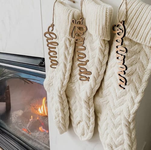 Cream Hand-Knitted Stocking | Textiles by Busa Designs