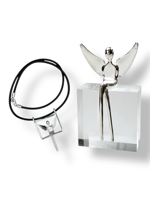 Combo Set: 3 Inch Angel Sculpture and the angel pendant | Sculptures by YENNY COCQ