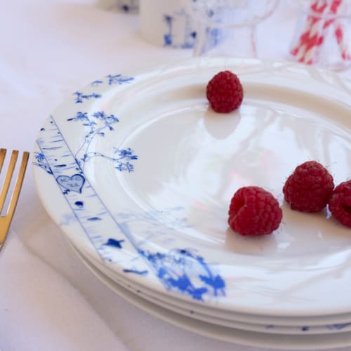 Personalized Birch Dessert Plate Set – Four Seasons Hand-Drawn Design | Work by Rust Designs