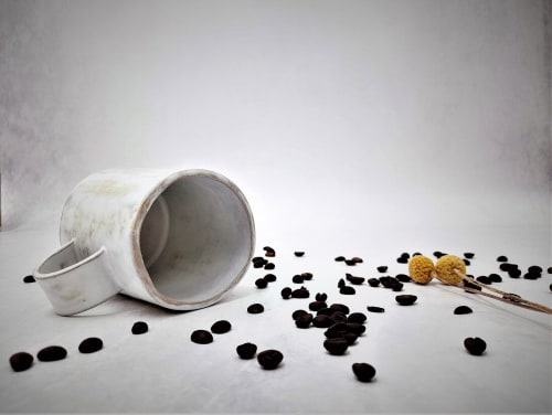 White-Beige Coffee Mug, Handmade Ceramic Coffee Mug, Rustic | Drinkware by YomYomceramic