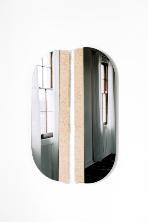 "Aria Raffia"- Smoke Racetrack Reflected Set | Mirror in Decorative Objects by Candice Luter Art & Interiors