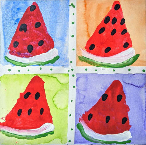 Watermelon - Original Watercolor | Mixed Media in Paintings by Rita Winkler - "My Art, My Shop" (original watercolors by artist with Down syndrome)
