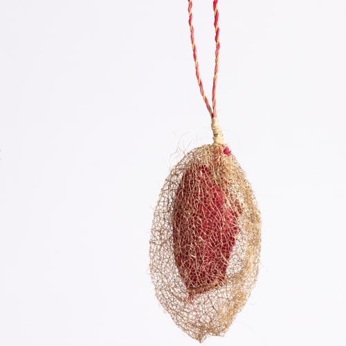 Madagascar Wild Silk Cocoon Ornament - Red | Decorative Objects by Tanana Madagascar