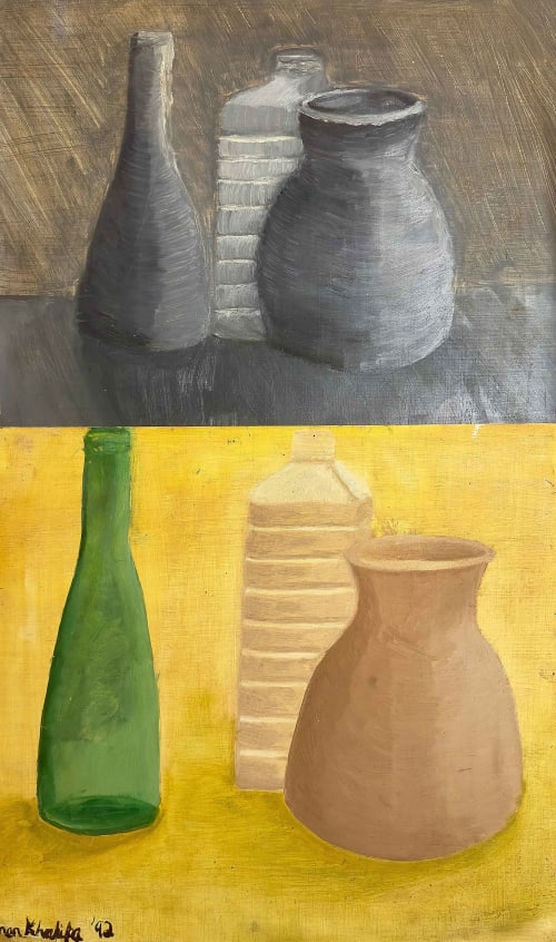 Skins - Original Oil Painting - Dyptich Still Life Vessels | Oil And Acrylic Painting in Paintings by Eman's Gallery