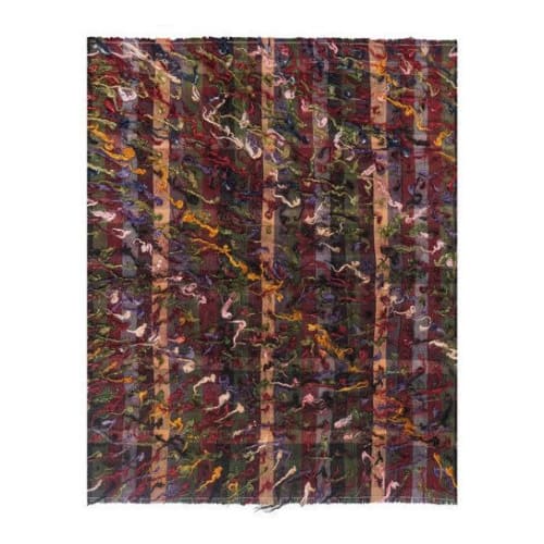 Colorful Turkish Kilim Rug With Tulu Pattern 3'12'' X 4'10'' | Rugs by Vintage Pillows Store