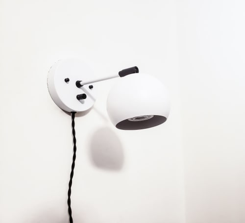 Directional Wall Sconce, Plug in LED Light, Matte White | Sconces by Retro Steam Works