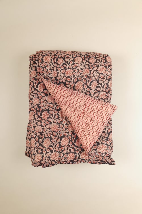 Noir Grove Kalamkari Cotton Quilt | Linens & Bedding by Ninéh