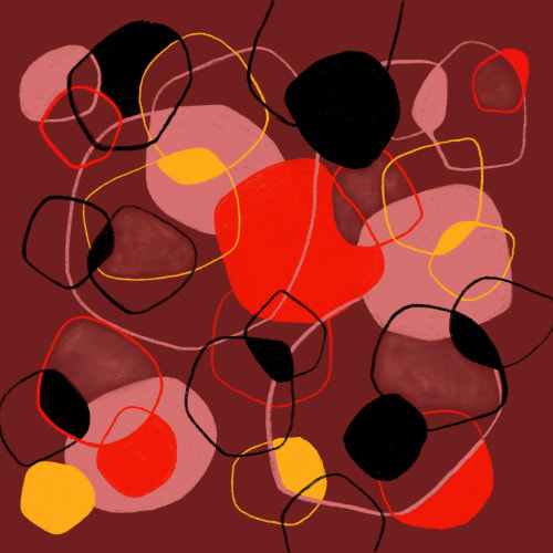 Maroon Mid Century #1 | Prints in Paintings by Carolyn McGlennon