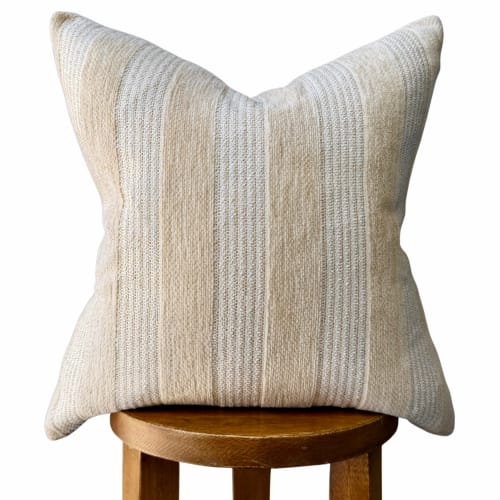 Wychmere Pillow Cover — Textured Neutral Cotton in Soft Beig | Pillows by Busa Designs