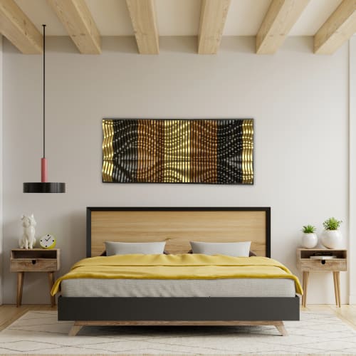 "Golden Reviere'' Parametric Wood Wall Art Decore, 100% Wood | Wall Hangings by ArtMillWork Design