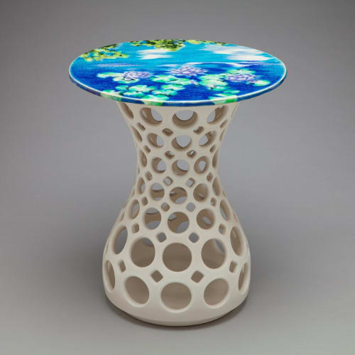 Hourglass Openwork Table with Sue Barry Hand-Painted Top (B | Side Table in Tables by Lynne Meade