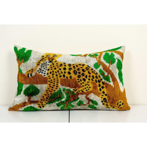 Ikat Velvet Pillow Cover, Tiger Silk Velvet Lumbar Pillow | Linens & Bedding by Vintage Pillows Store