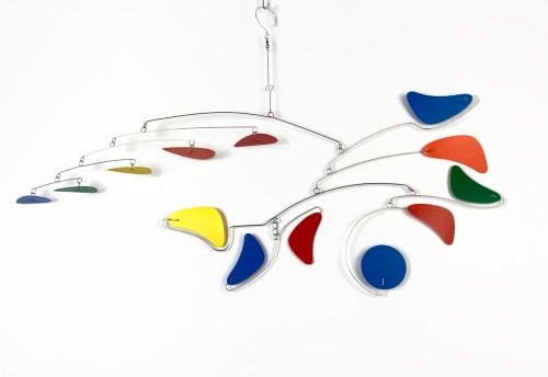 Hanging Mobile Mid Century Modern Rainbow in Serenity Style | Wall Sculpture in Wall Hangings by Skysetter Designs