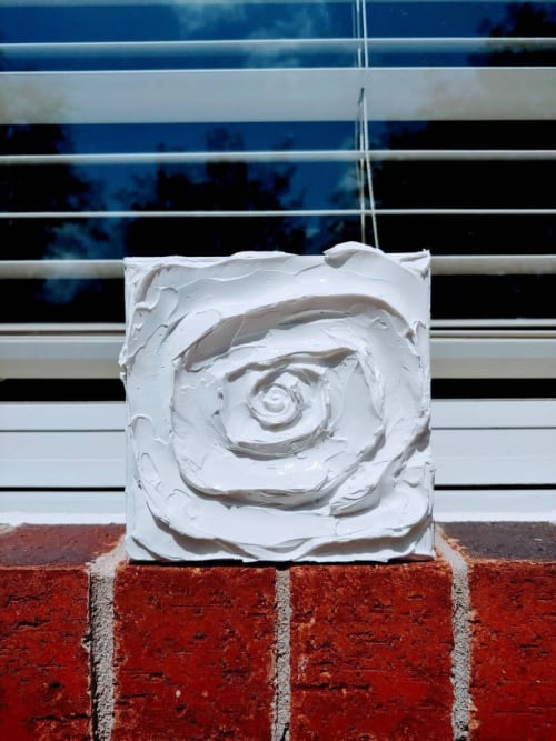 Abstract floral painting, Wall sculpture art, minimalist | Paintings by Natasha Kanevski